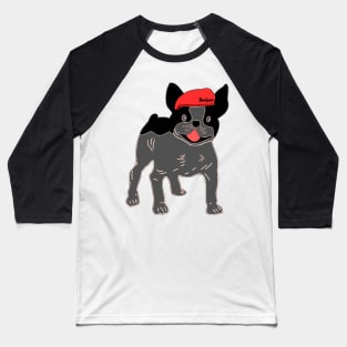 Cute French Bulldog with Red Beret Baseball T-Shirt